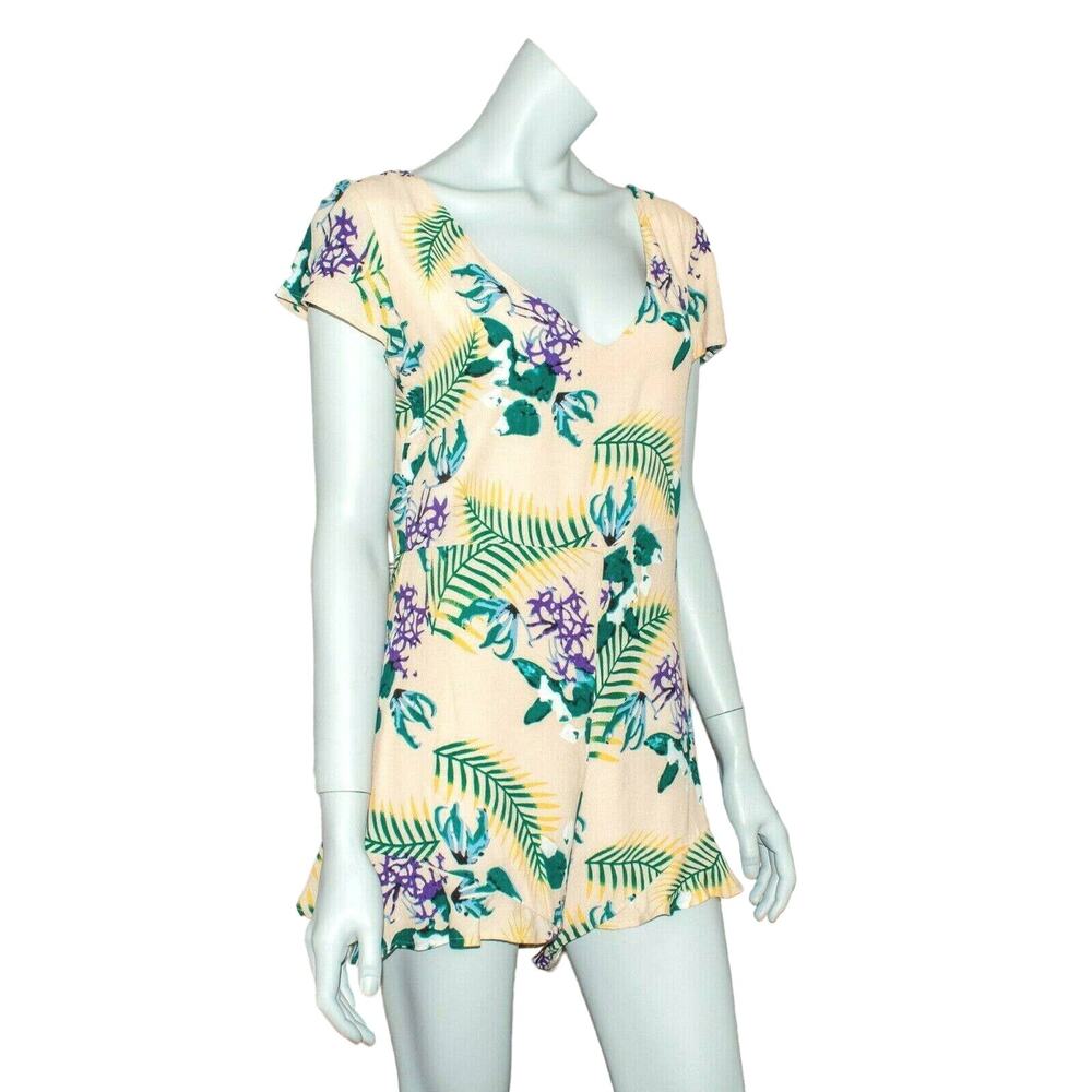 For Love and Lemons Floral Romper Size Large yellow green - Picture 4 of 8